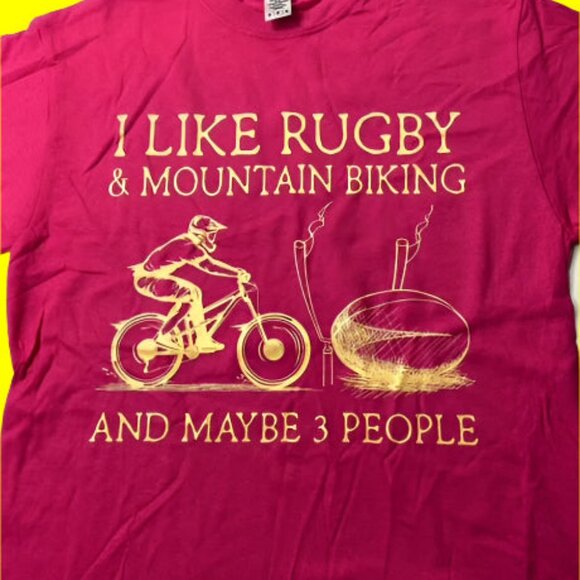 "I Like Rugby and..." Adult Medium NOS Red T-Shirt - Picture 1 of 5